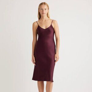 Quince 100% Washable Silk Slip Dress - Wine
